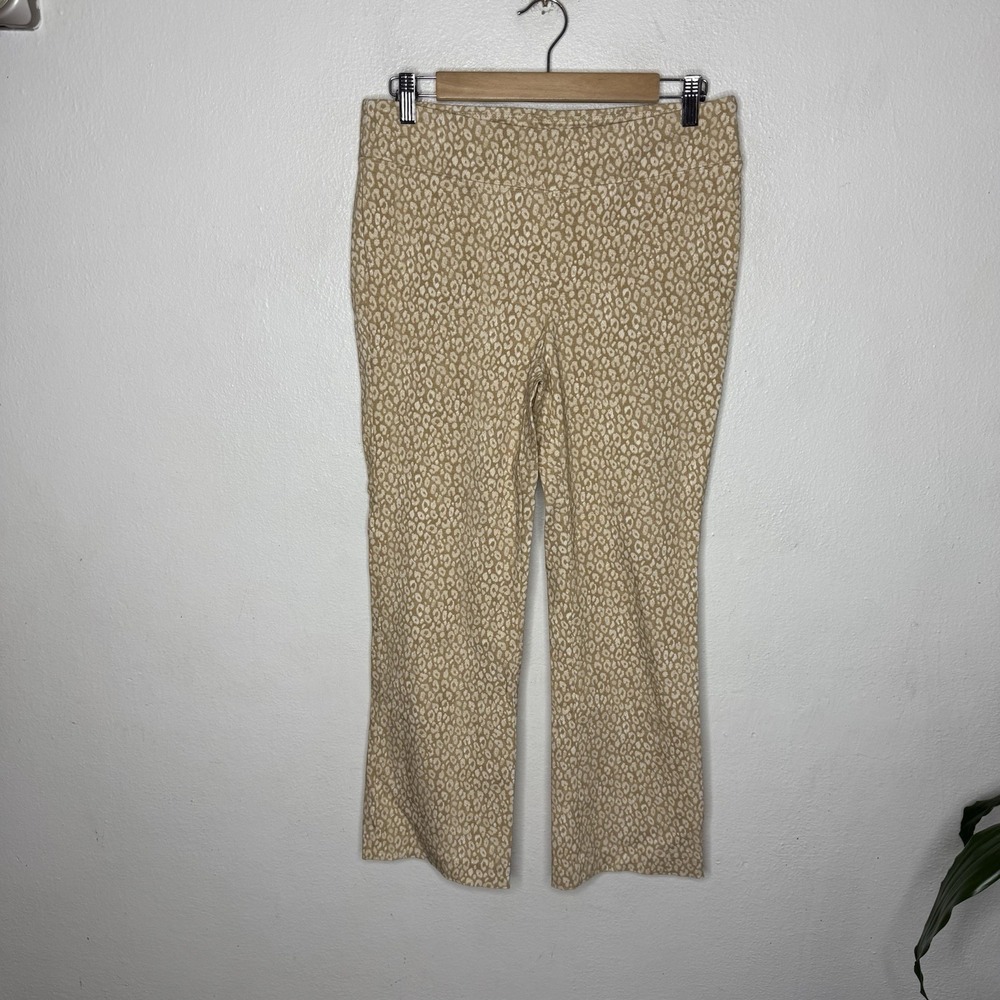 J McLaughlin Beige Leopard Animal Print Pull On‎ Ankle Pants Women's 8